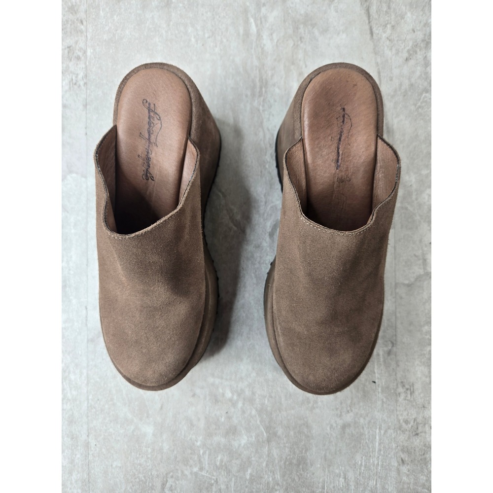 Free People Avery Platform Wedge Mules Sz 7.5 Brown Suede Chunky Clogs Retro Y2K - Picture 2 of 11